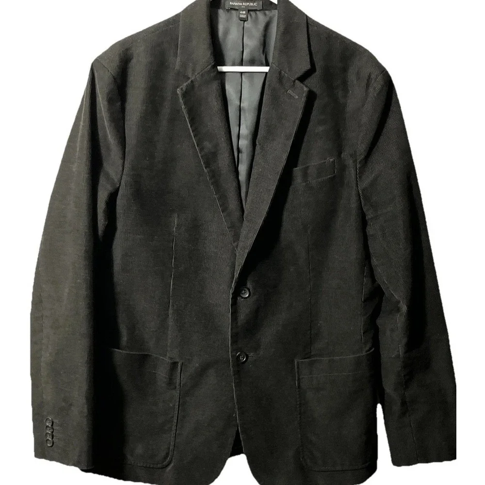 Banana Republic Mens Corduroy Blazer 44R Slim Fit Black Sport Coat Preppy Casual
